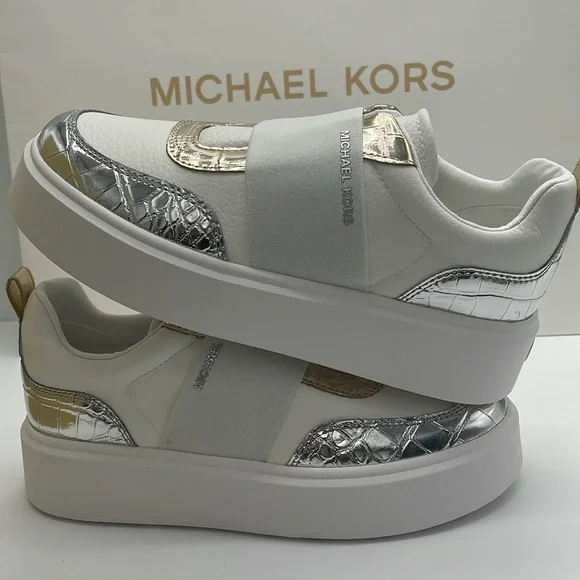 MICHAEL KORS Romey Mixed Media Slip-On Faux Tambled Platform Sneaker
Silver
New - Picture 15 of 16